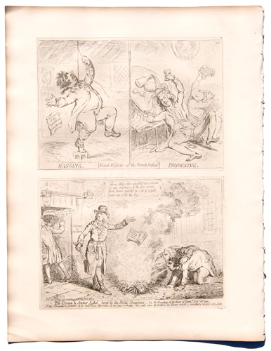 original James Gillray etchings The Wine Duty; or, The Triumph of Bacchus and Silenus; with John Bull's Remonstrance

The Dissolution; or, The Alchymist Producing an Aethereal Representation









